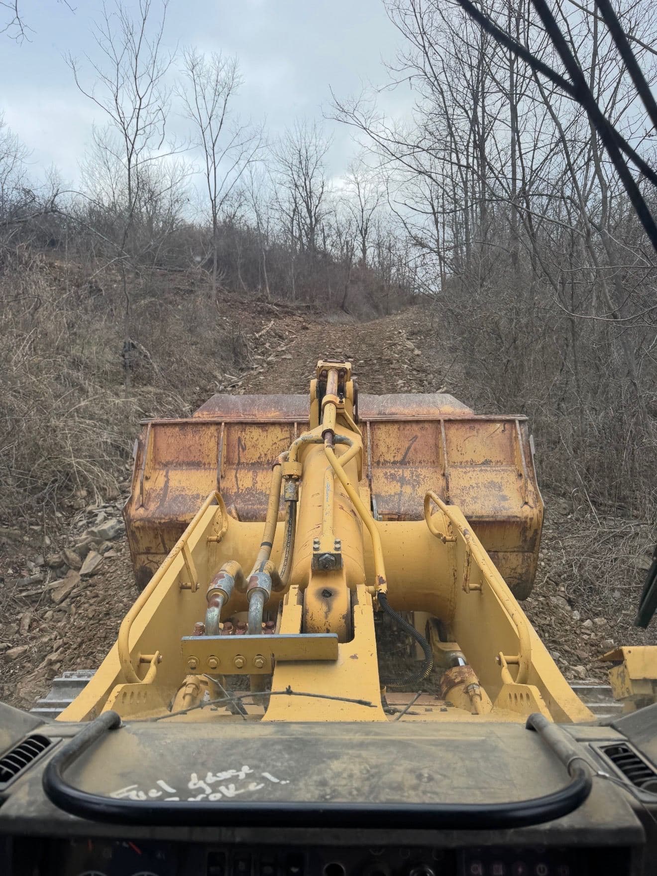 Operator view from the cab of an EW Wise track loader